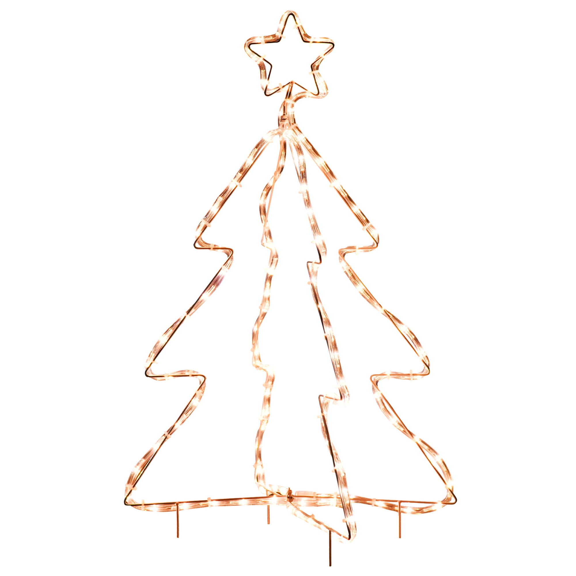 Outsunny 30' Outdoor LED Christmas Tree Rope Lights, LED Outdoor Christmas Decoration with Ground Stakes, Warm White