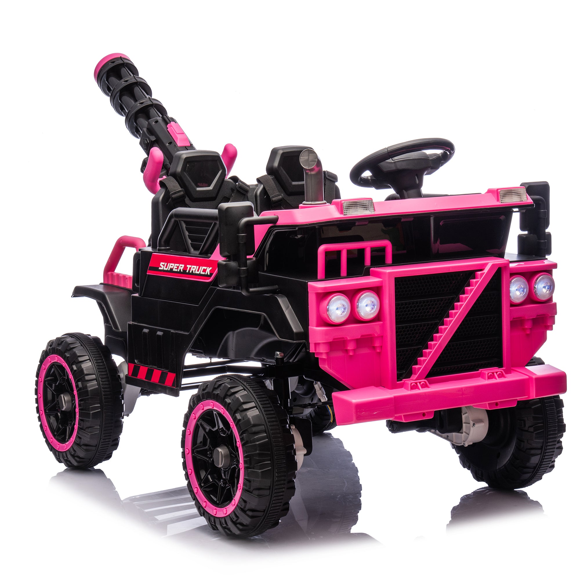 Kids Electric Ride-On Car – Spacious 3-Seater, Powerful 4-Motor Drive, Parental Remote Control, LED Lights, Built-in Water Gun & Bluetooth MP3 Player – 3-Speed Adjustable for Ages 3-8