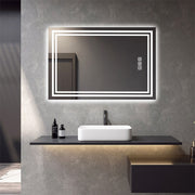 LED Bathroom Mirror 40' x 32' Front and Backlight, 5 Mins Defog, 5MM Full HD Reflected Wall Mounted Vanity Mirror, 3 Colors Stepless Dimmable, CRI90+, Memory Function (Plug-in/Hardwire)