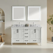 Fully Assembled 60'' Freestanding Double Bathroom Vanity with 2 Handle Sets