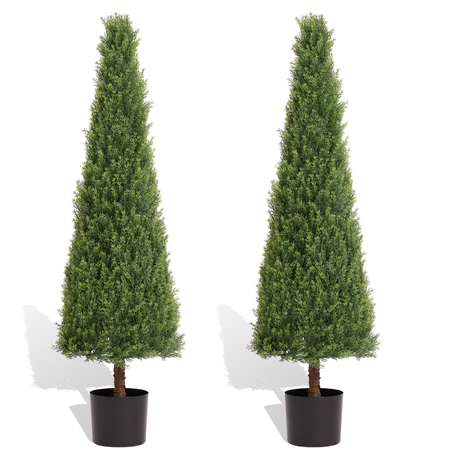 4FT Conical Topiary Cedar Trees Artificial Outdoor Lifelike Faux Evergreen Shrubs and Bushes, UV Resistant Fake Potted Plants for Front Porch and Garden Decor, 2pcs/set