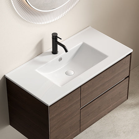 36inch Bathroom Vessel Sink, Ceramic Bathroom Vanity Sink Top without Overflow,  Convenient for Storing Personal Items - Glossy White