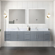 Dark Grey Double Bath Vanity 84 in. W x 22 in. D, Carrara Marble Top, and Faucet Set