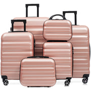 6-Piece ABS Hardshell Luggage Set - Lightweight & Durable Suitcases with Dual Spinner Wheels, Carry-On & Check-In Sizes for Travel & Business