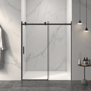 56-60'W x 72'H Frameless Sliding Shower Door,5/16' (8mm) Thick SGCC Tempered Clear Glass,Double Side Easy Clean Coat, Matte Black Finished With Buffer
