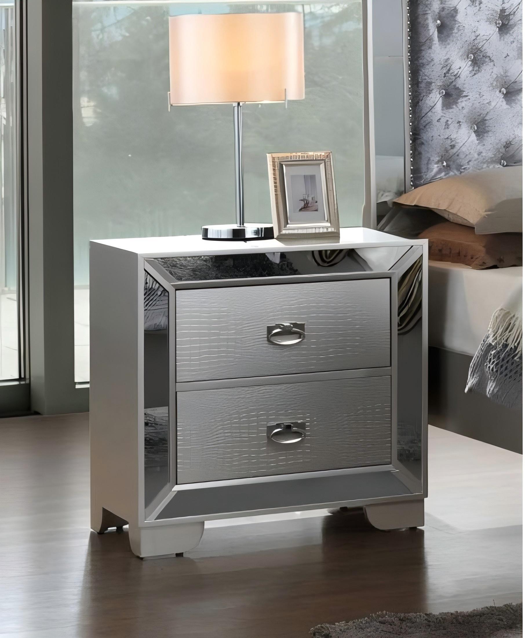 Modern Silver Champagne Bedside Table