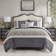 5 Piece Textured Jacquard Stripe Comforter Set with Throw Pillows-King/Cal King