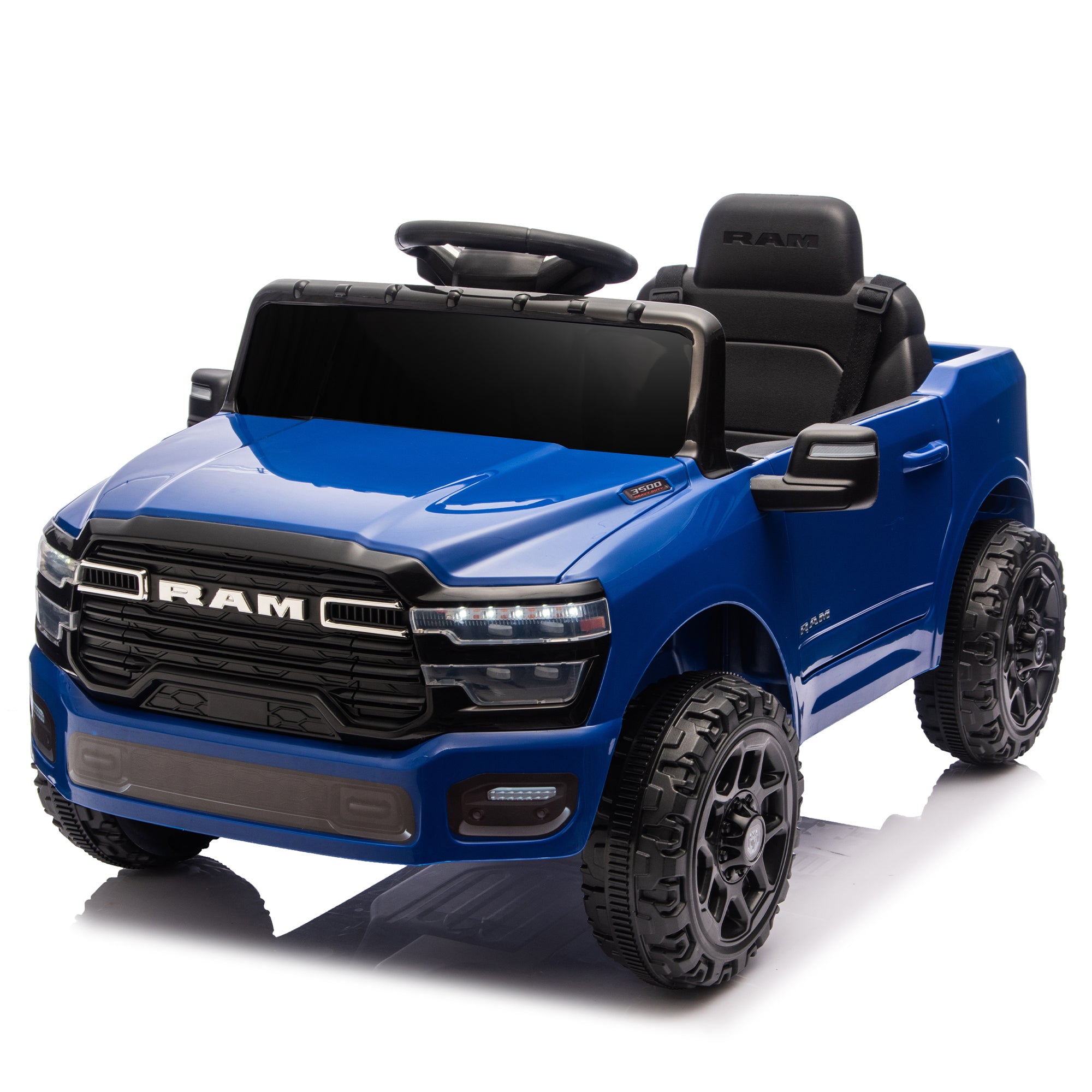 Licensed Dodge RAM 3500 12V Kids Ride On Truck,W/ Remote Control,2WD & Rear Shock Suspension,LED Headlights &Low Battery Alarm,3-speed remote adjustment,Built-in Music & Bluetooth,Recommended age: 3-6