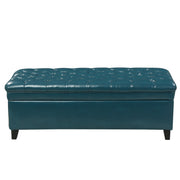 JULIANA Teal PU Storage Ottoman with Spacious Interior