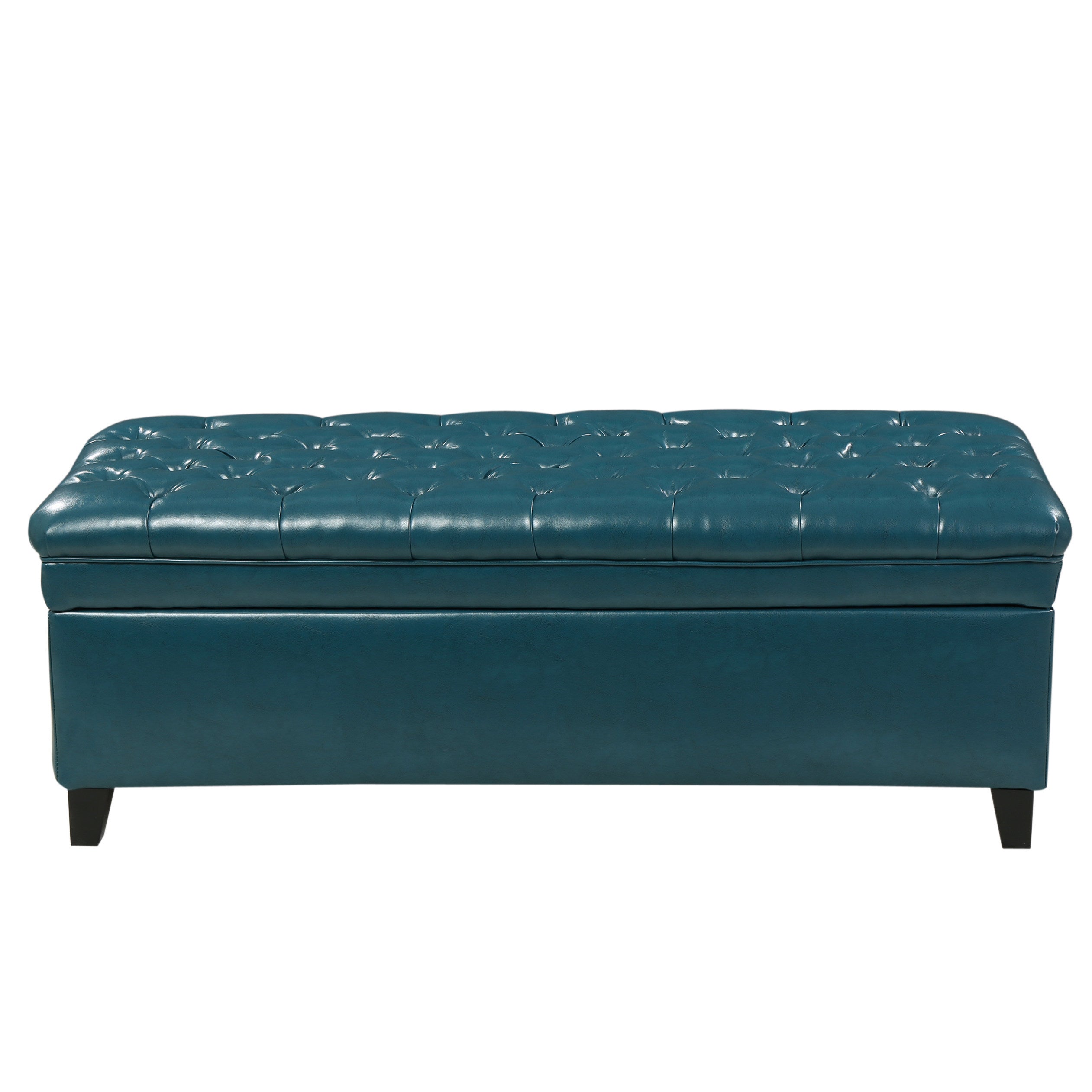 JULIANA Teal PU Storage Ottoman with Spacious Interior