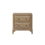 Elegant 2 Drawer Nightstand with USB Ports in Sand Finish Solid Wood MDF