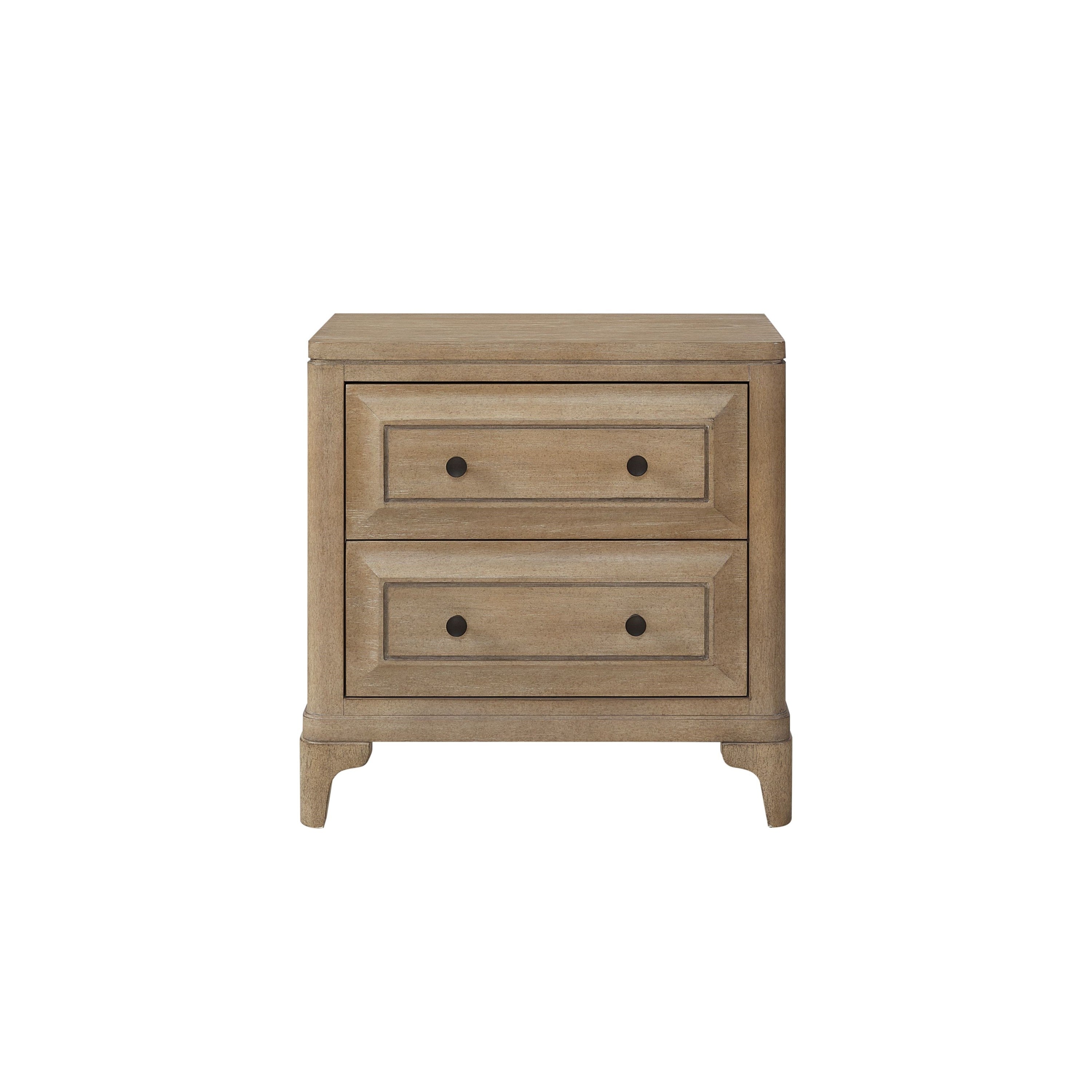 Elegant 2 Drawer Nightstand with USB Ports in Sand Finish Solid Wood MDF