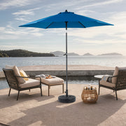 9FT Outdoor Patio Umbrella Outdoor Table Umbrella with Push Button Tilt and Crank, Market Umbrella 6 Sturdy Ribs , Deck, Backyard, Pool (Base Not Included)  -  ( Blue )