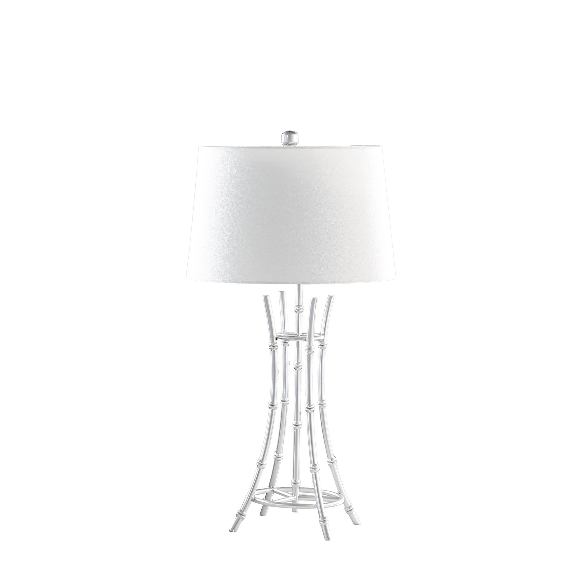 29.25' In Kiara Modern Satin Silver Bamboo Metal Table Lamp