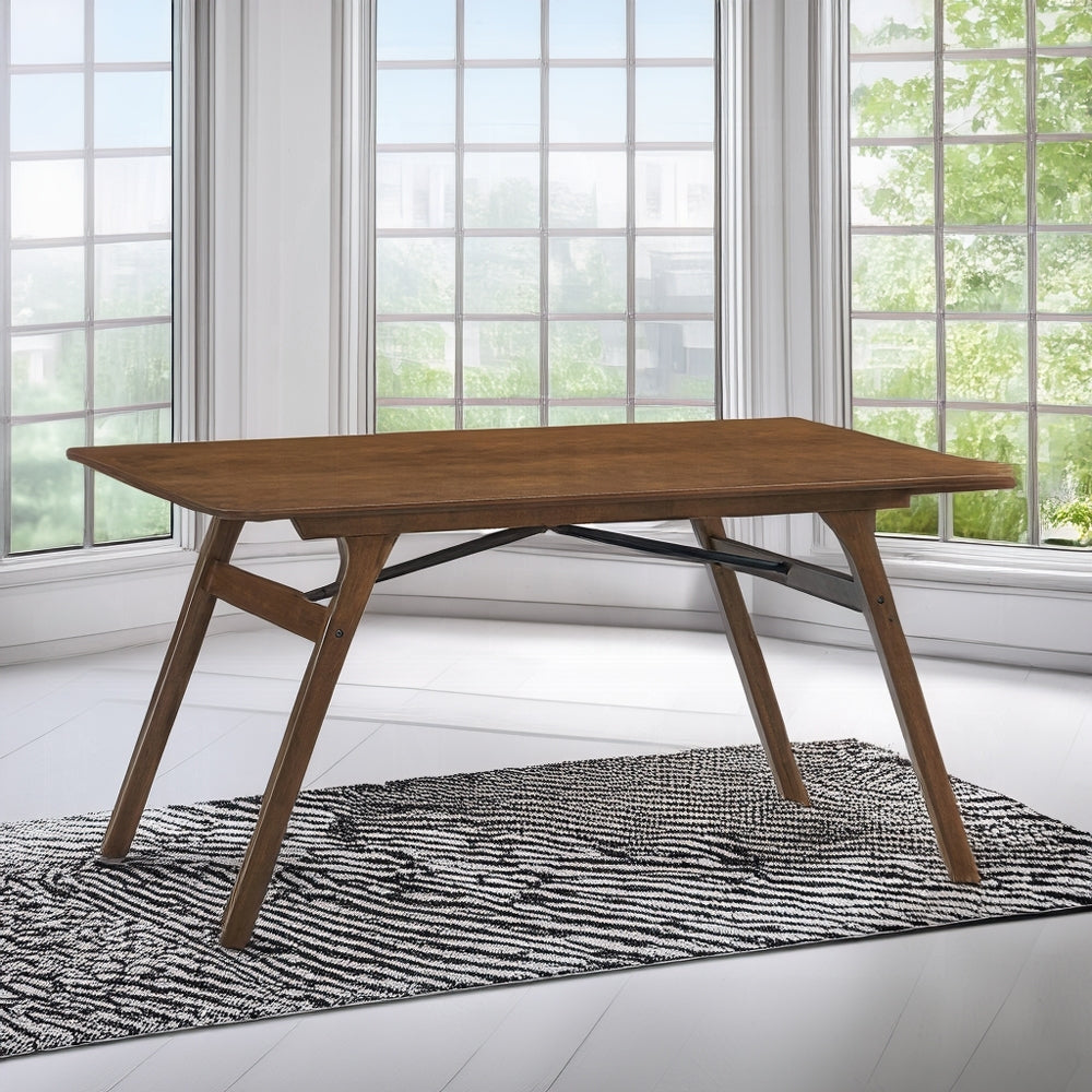 Walnut Finish Dining Table 1pc, Rectangular Tabletop Wooden Kitchen Casual Dining Furniture