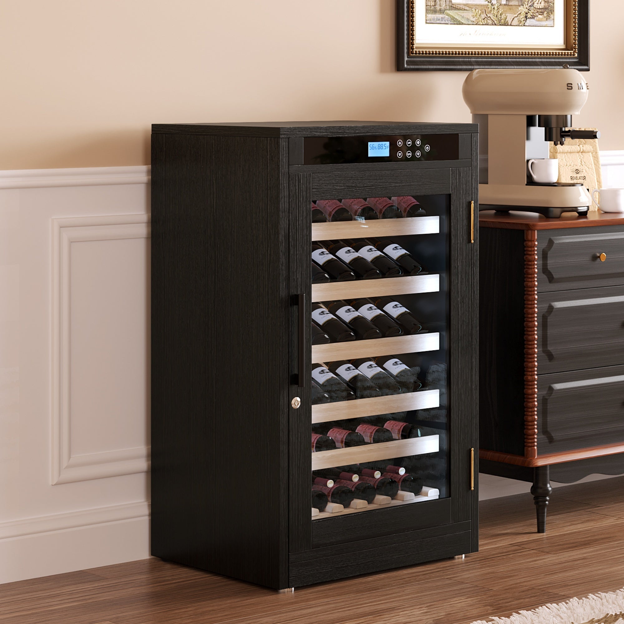 LED Touch Screen Display Constant Temperature Black Grape Wine Cooler