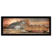 'Sunset on the Farm' by Artisan Lori Deiter , Ready to Hang Framed Print, Black Frame