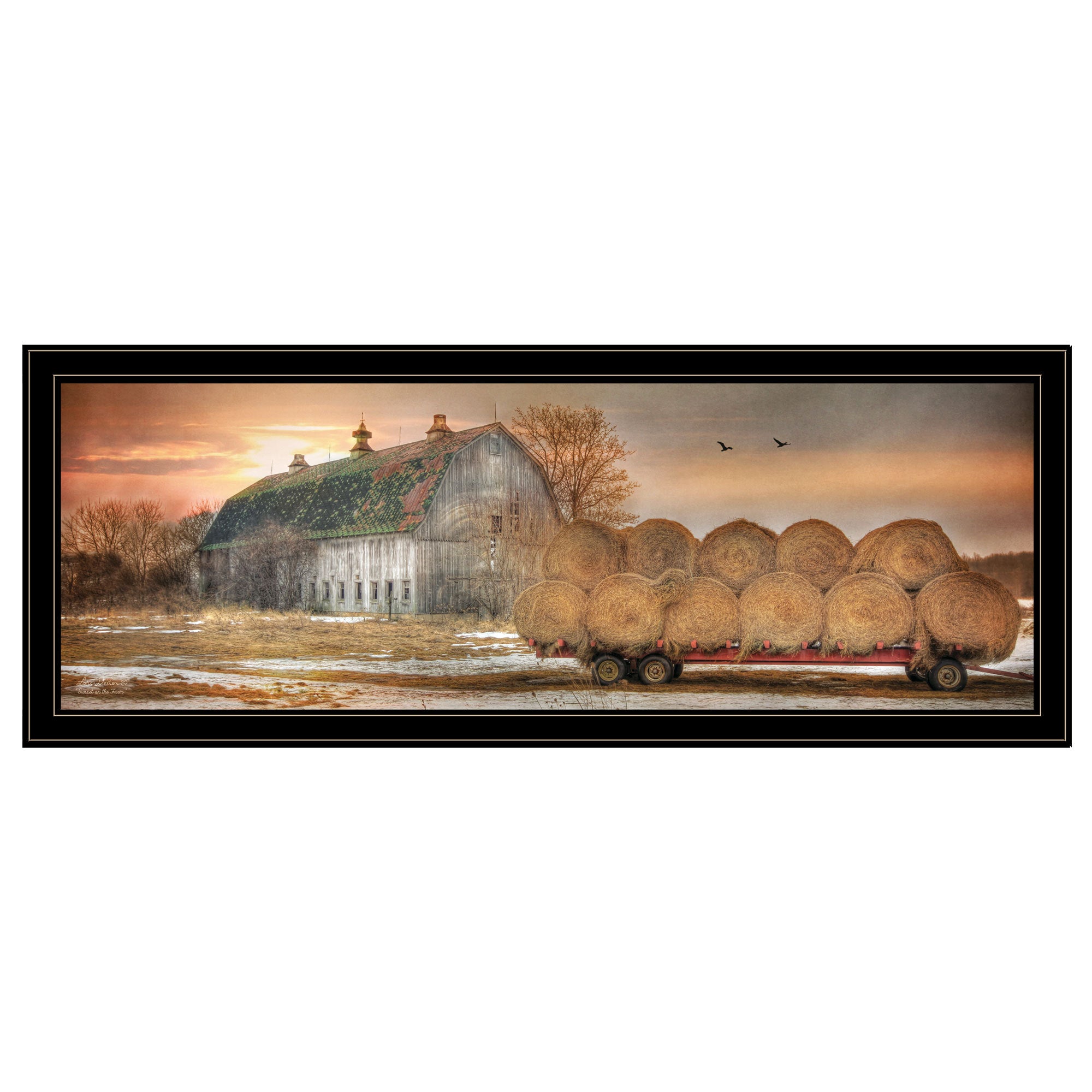 'Sunset on the Farm' by Artisan Lori Deiter , Ready to Hang Framed Print, Black Frame