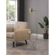 Corletta Antique Brass and Grey Floor Lamp with Round Tray