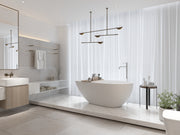 59' Luxury Handcrafted Stone Resin Freestanding Soaking Bathtub with Overflow in Matte White, cUPC Certified - GF-24S02-59MW