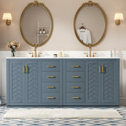 72'' Bathroom Vanity with Ceramic Sink (Separate), Solid Wood Frame Bathroom Storage Cabinet, Freestanding Vanity Set with Drawers& Soft Closing Doors