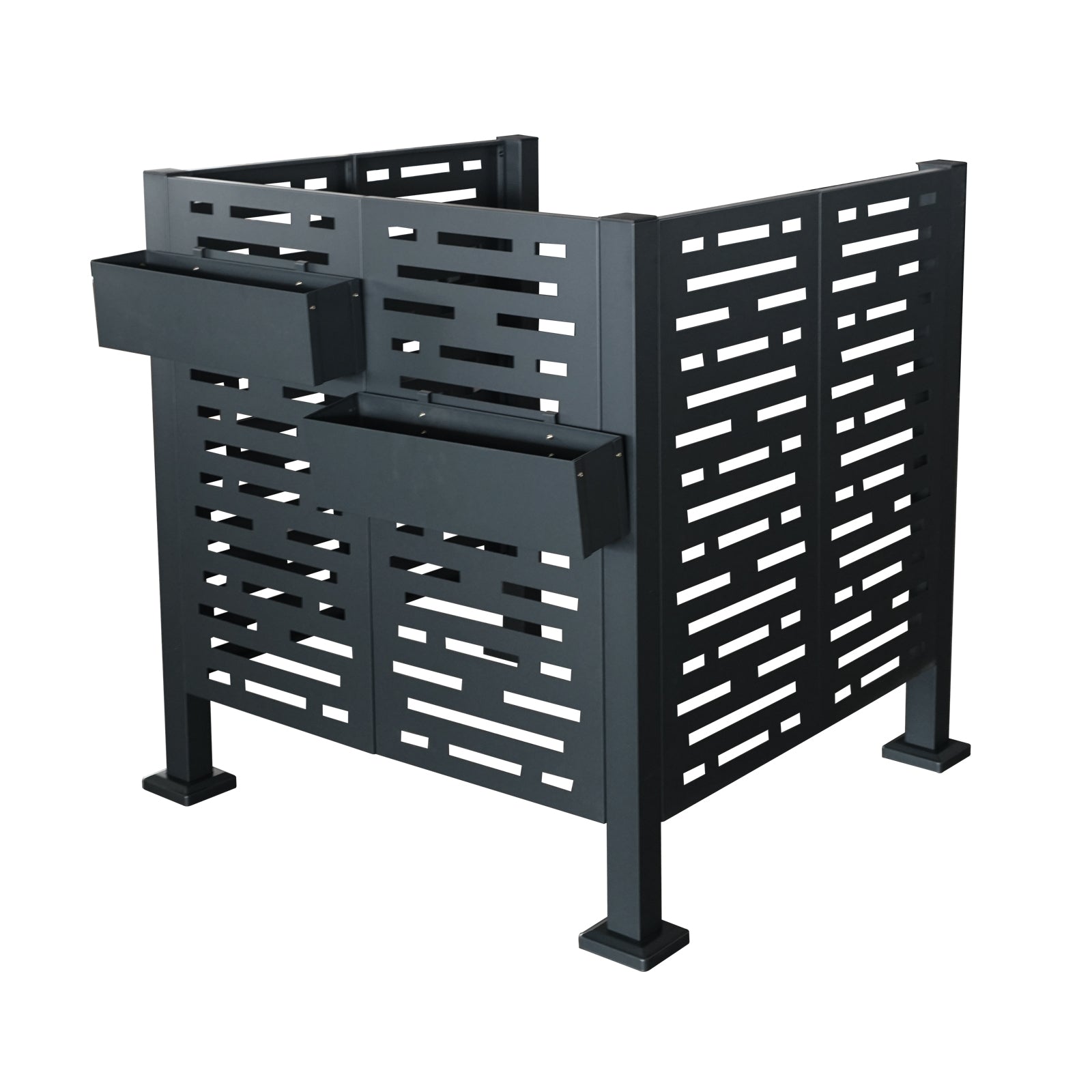 Charcoal Metal Privacy Fence Cover for Outdoor Air Conditioner Units, 3.5 x 3.5 FT, Steel Construction