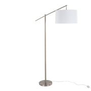 Casper 69' Contemporary Metal Floor Lamp in Brushed Nickel with Off-White Linen Shade from Grandview Gallery by LumiSource
