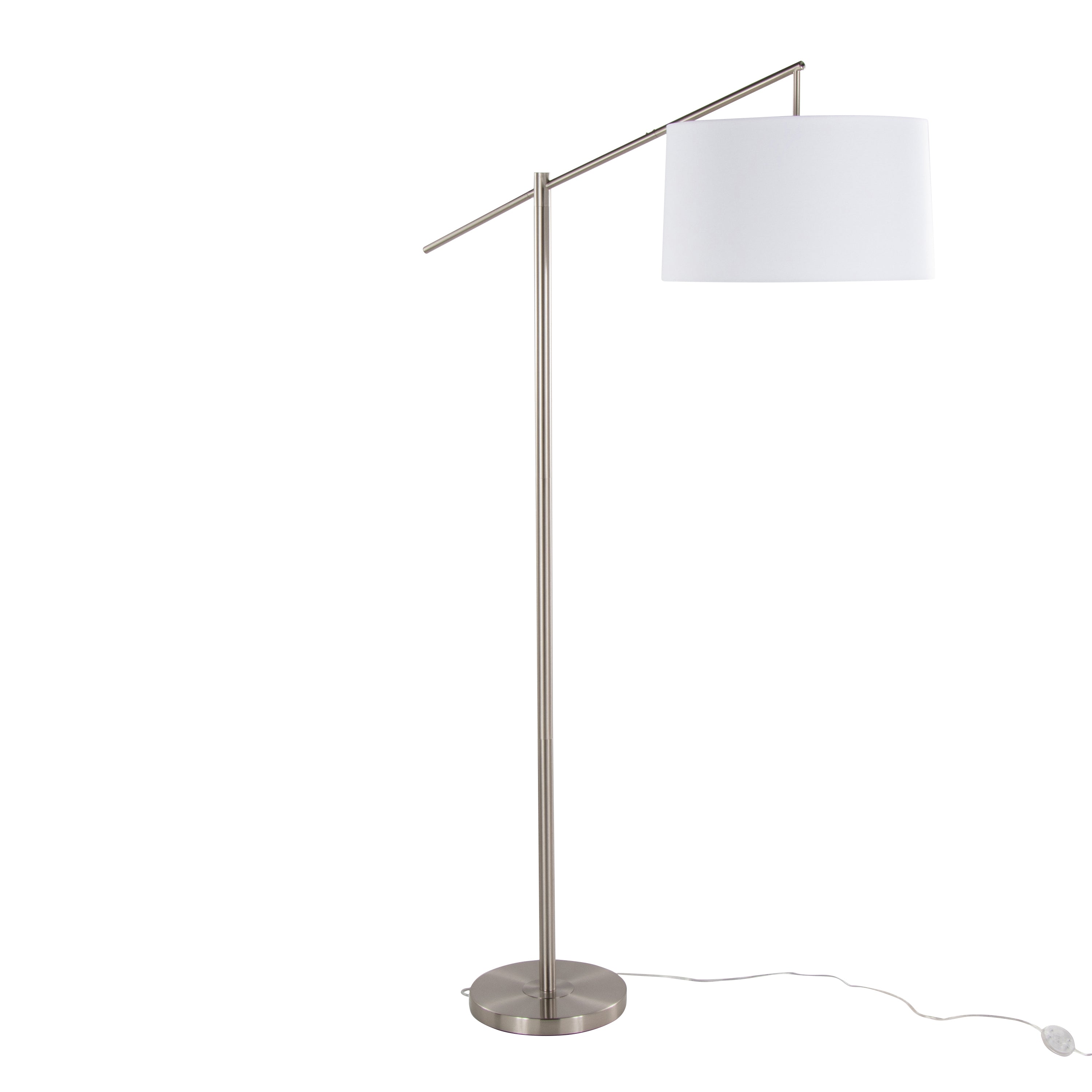 Casper 69' Contemporary Metal Floor Lamp in Brushed Nickel with Off-White Linen Shade from Grandview Gallery by LumiSource