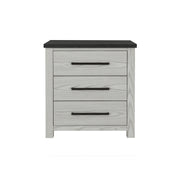 Avery Beige Nightstand with Dark Top Finish and Spacious Drawers in Rubber Wood, Block Style Feet, Sturdy Construction