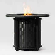 32' Propane Gas Fire Pit Table, 50000 BTU Round Steel Fire Pit for Outside Patio Deck Garden Courtyard-Black