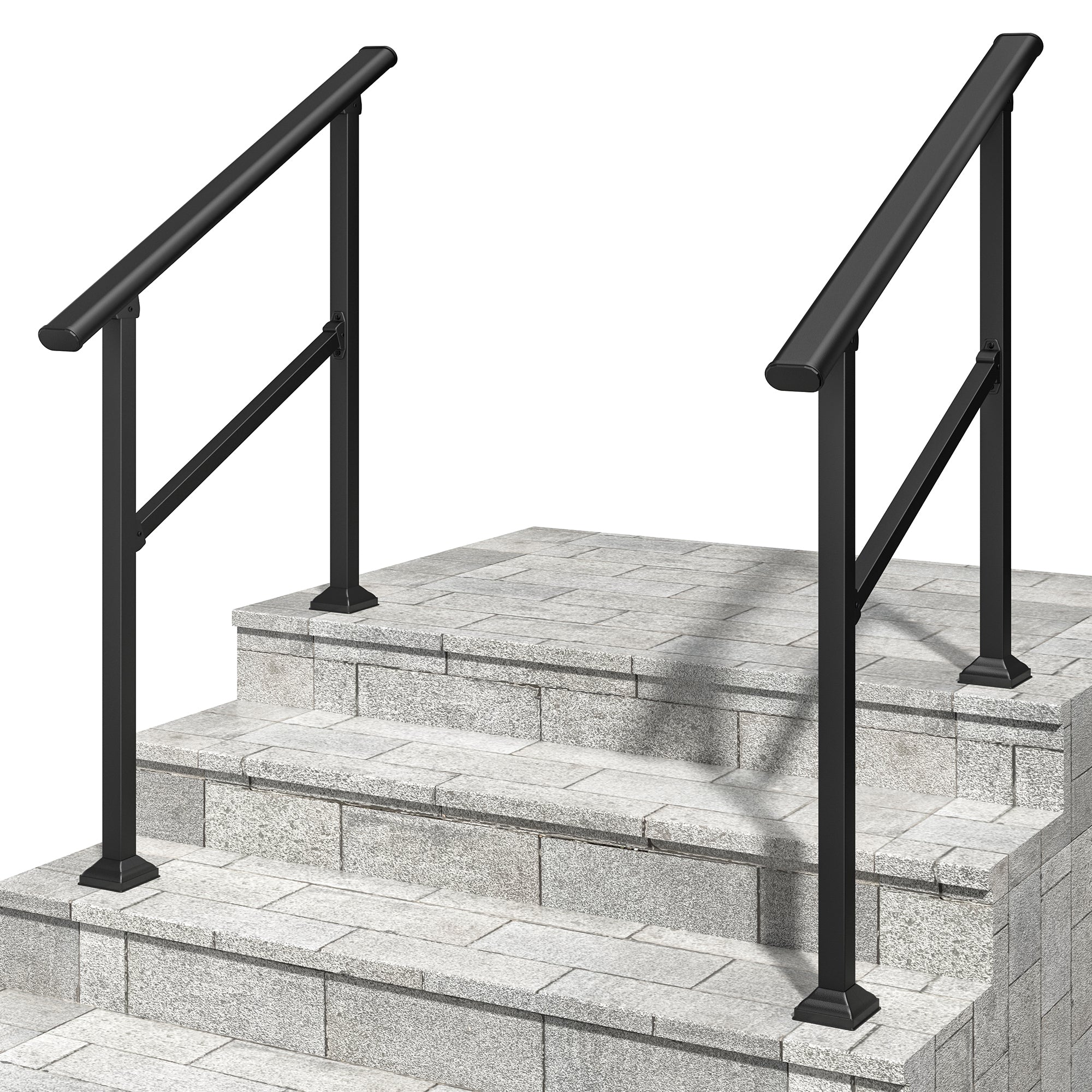 Hand Rails for Outdoor Steps, 2-3 Step Handrail 2 Pack
