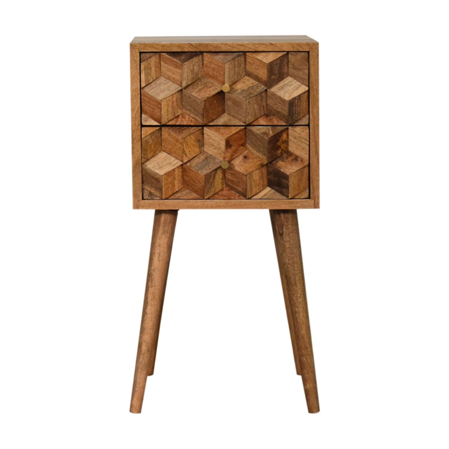 Mini Cube Carved 2 Drawer nightstand