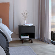 Crail Nightstand with 1 Open Storage Shelf, 1 Drawer and Wooden Legs
