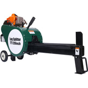 Portable Double Flywheel Electric Log Splitter 7-Ton Gas Log Splitter with Auto Return in Gray Steel