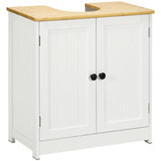 kleankin Modern Bathroom Under Sink Cabinet, Bathroom Vanity for Wall Mount Sink, Storage Cabinet with Double Doors and Adjustable Shelf, White