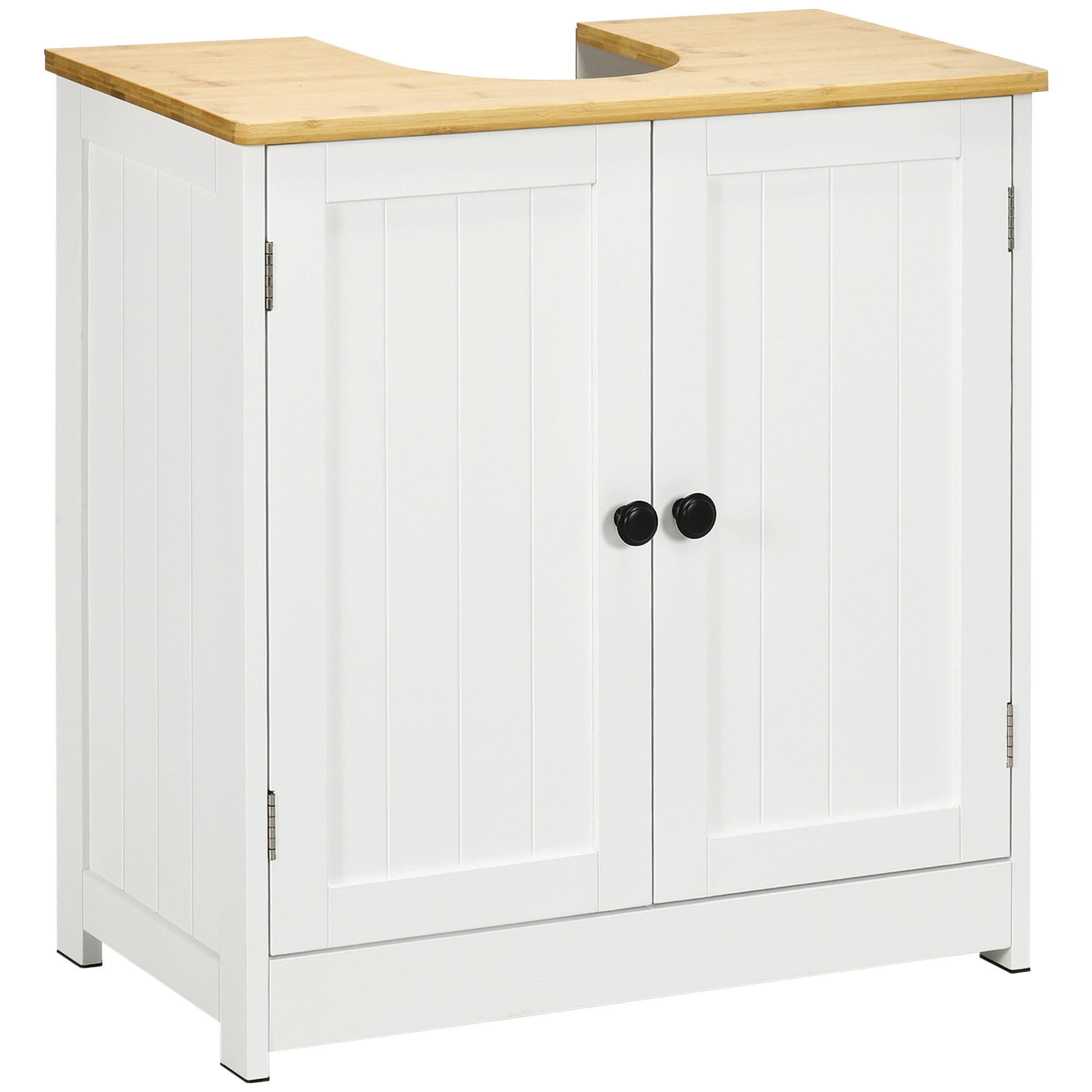 kleankin Modern Bathroom Under Sink Cabinet, Bathroom Vanity for Wall Mount Sink, Storage Cabinet with Double Doors and Adjustable Shelf, White