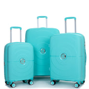 Expandable Hardshell Suitcase with Double Spinner Wheels, TSA Lock, Lake Blue Polypropylene, 3-Piece Set (20/24/28)