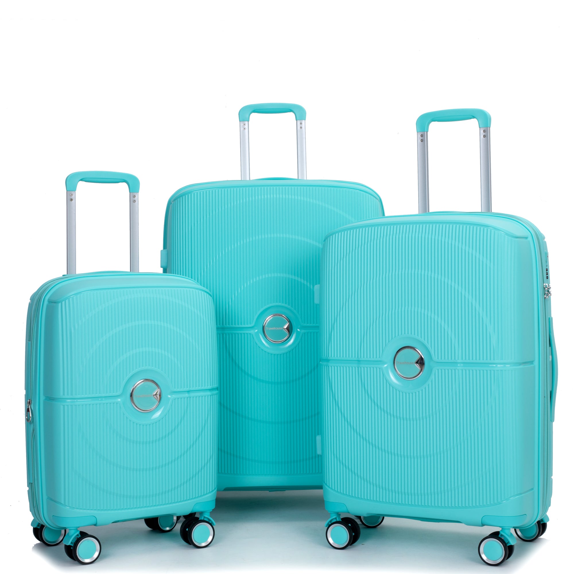 Expandable Hardshell Suitcase with Double Spinner Wheels, TSA Lock, Lake Blue Polypropylene, 3-Piece Set (20/24/28)