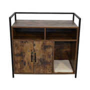 Rustic Brown Wooden Cat Litter Box Enclosure, Spacious Hidden Cat Litter Box with Scratching Mat Furniture for Bedroom, Bathroom, Living Room-31.9'x17.7'x31.4', 61 lbs