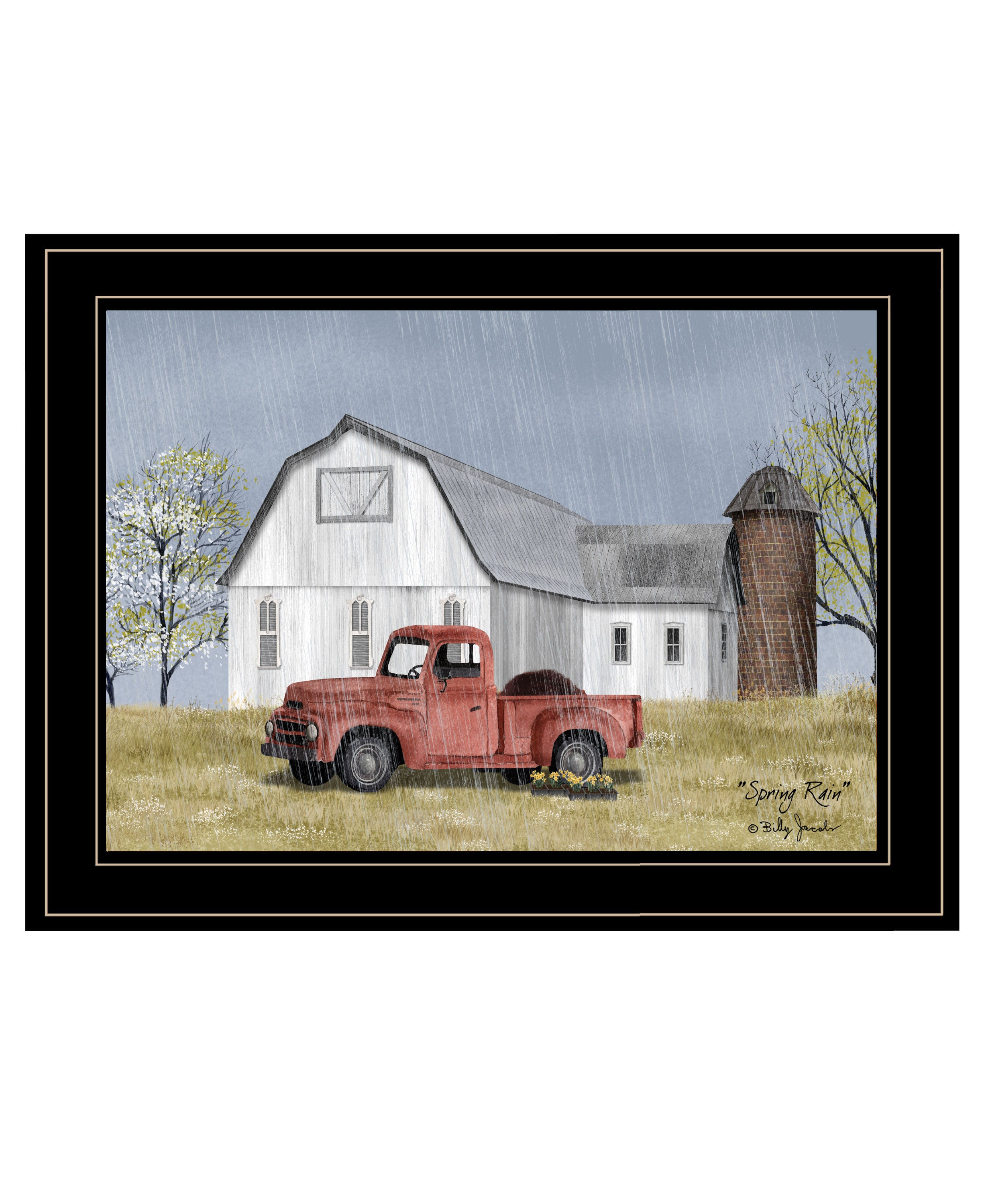 'Spring Rain' by Billy Jacobs, Ready to Hang Framed Print, Black Frame