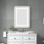 20 x 32 Inch LED Bathroom Mirror with Front and Backlight, Wall Mounted Vanity Mirror with Aluminum Frame, Anti-Fog, Memory, 3 Colors, Stepless Dimmable
