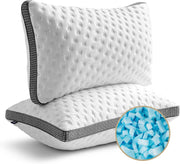 Cooling Pillow King Size Set of 2, Cooling Gel Memory Foam Bed Pillow, Medium Firm Pillow for Sleeping, Cooling & Smooth Washable Cover, CertiPUR-US Certified