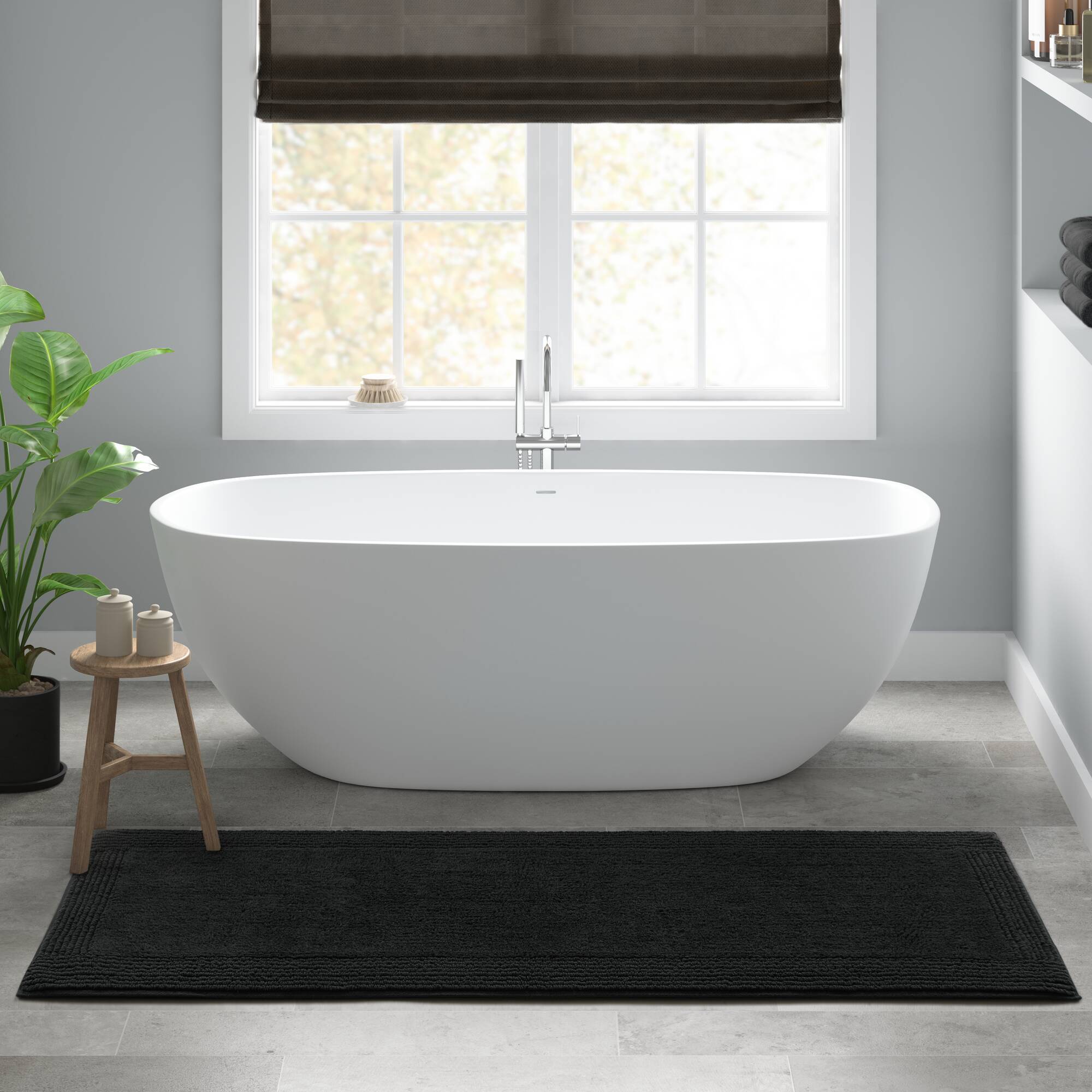 1 PCS 24x72' 100% Cotton Tufted 3000 GSM Reversible Bath Rug Black