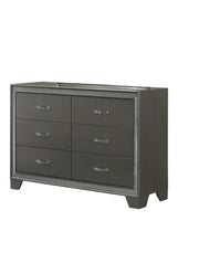 Contemporary 1pc Dresser Sparkling Accent Bedside Storage Six Drawers Dark Brown Gray Finish