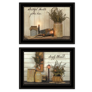 'Blessed Gathering' 2-Piece Vignette By Susan Boyer, Ready to Hang Framed Print, Black Frame