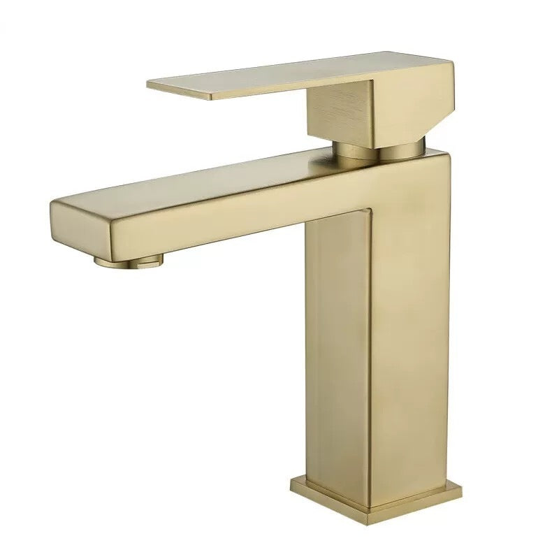 Single Handle Bathroom Faucet Lavatory Faucet Stainless Steel Single Hole-T20, Brushed Gold