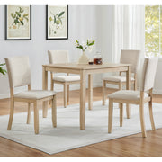 Modern 4 Person Dining Table Set with 4 Chairs, Dining Table Set for 4 People, 5-piece Wooden Dining Table Set for Living Room, Kitchen and Dining Room, Light Oak + Beige