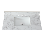 Elegant Bathroom Vanity Top with Rectangular Undermount Ceramic Sink, White Sintered Stone, 43x22 Inches