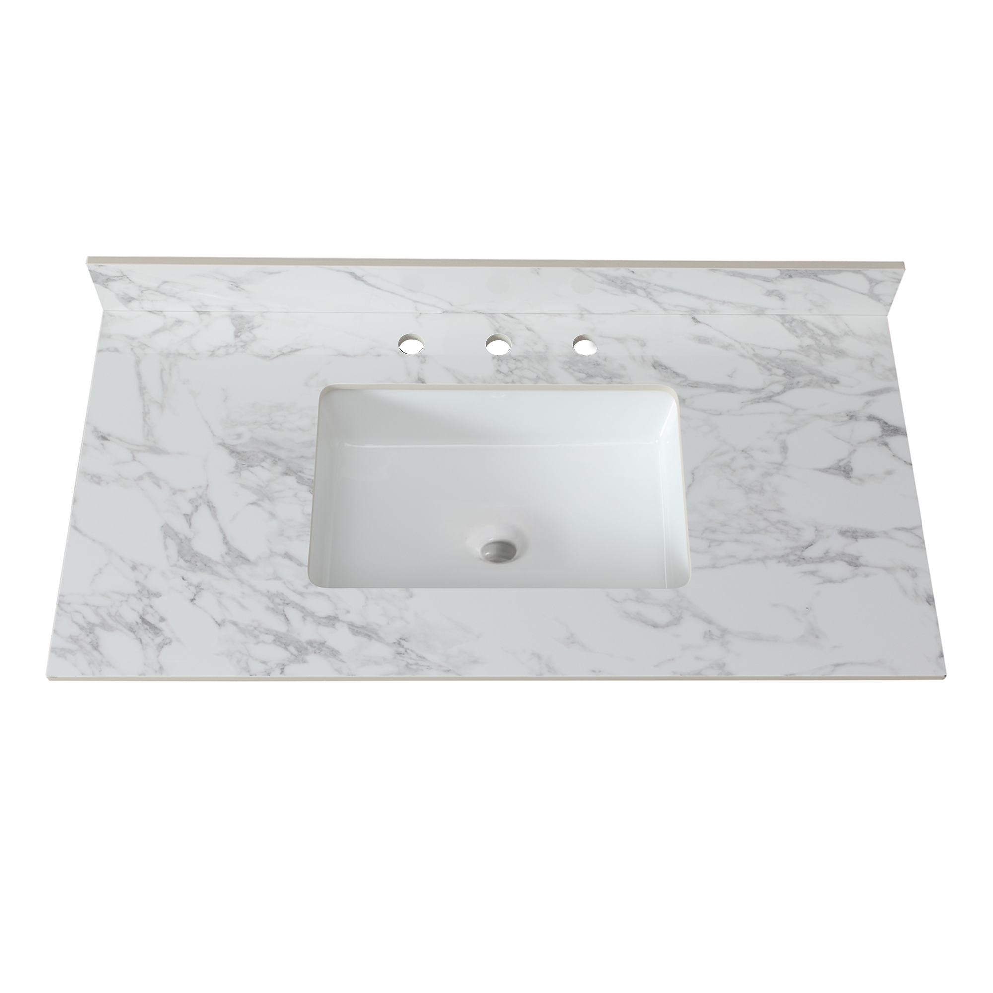 Elegant Bathroom Vanity Top with Rectangular Undermount Ceramic Sink, White Sintered Stone, 43x22 Inches