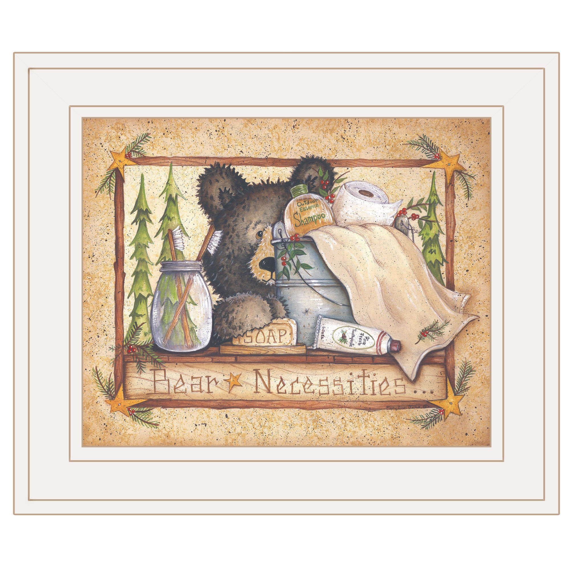 'Bear Necessities' by Mary Ann June, Ready to Hang Framed Print, White Frame